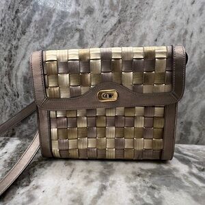 Vintage Gold and Silver Woven Crossbody Bag